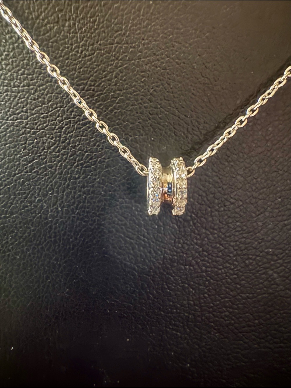 Sterling Silver Pave Double-Ring Necklace - Silver
